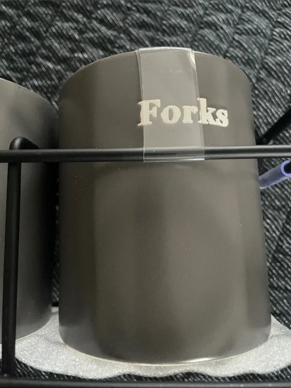 Signature Gray Utensil Holder Set with Metal Tray - Spoons Knives Forks